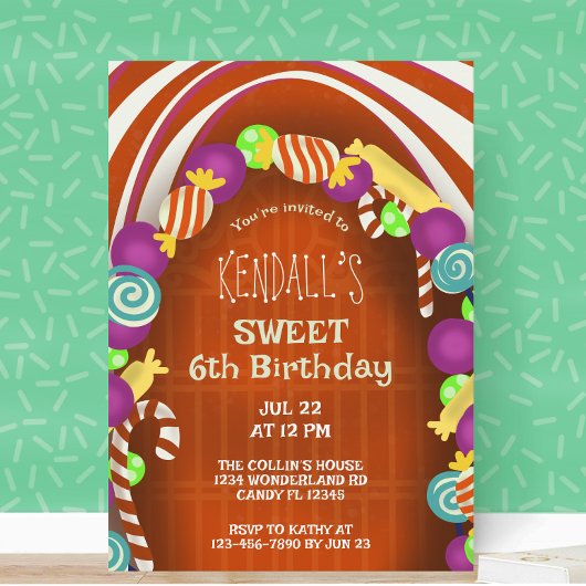 Invitation Sweet Candy Wonderland Sixième anniversaire