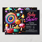 Invitation Sweet Candyland Baby shower modifiable (Devant / Derrière)