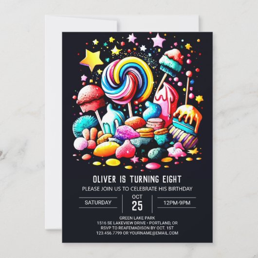 Invitation Sweet Candyland Editable Anniversaire (Devant)