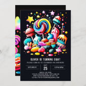 Invitation Sweet Candyland Editable Anniversaire (Devant / Derrière)