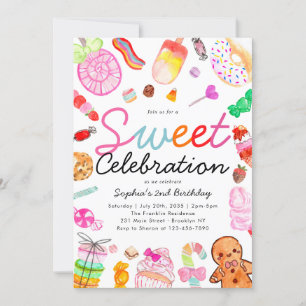 Invitation Sweet Celebration Candy Kids Candyland Anniversair