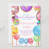 Invitation Sweet Celebration Candy Lollypops Fille colorée (Devant)