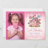 Invitation Sweet Celebration Candyland Photo Anniversaire de (Devant)