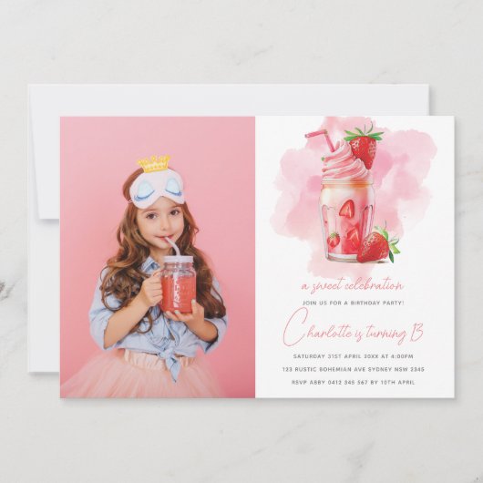 Invitation Sweet Celebration fraise Anniversaire Photo (Devant)