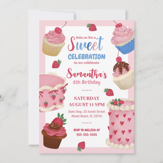 Invitation Sweet Celebration Gâteau Vintage Anniversaire Invi (Devant)