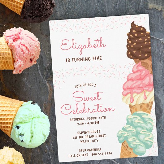 Invitation Sweet Celebration Glace Cream Anniversaire