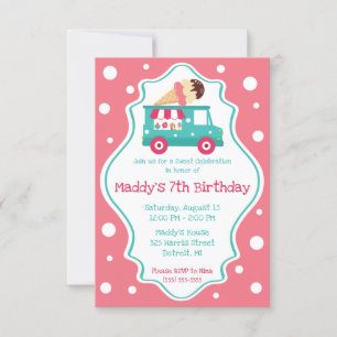 Invitation Sweet Celebration Glace Cream Camion fête d'annive