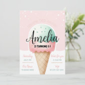 Invitation Sweet Celebration Glace Cream Girl Anniversaire (Debout devant)