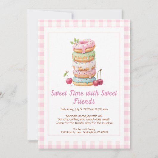 Invitation Sweet Celebration Invite – Colorful Donuts Party (Devant)
