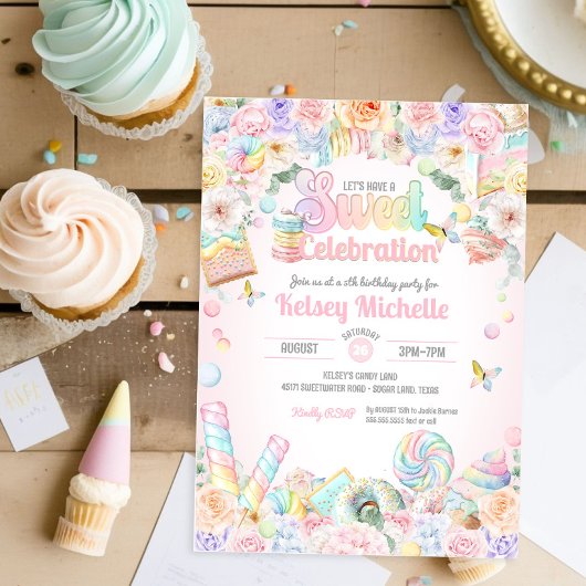 Invitation Sweet Celebration Pastel Candy Shoppe Anniversaire
