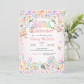 Invitation Sweet Celebration Pastel Candy Shoppe Anniversaire (Debout devant)