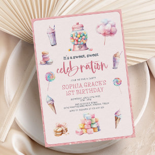 Invitation Sweet Celebration Pink Candyland fête d'anniversai