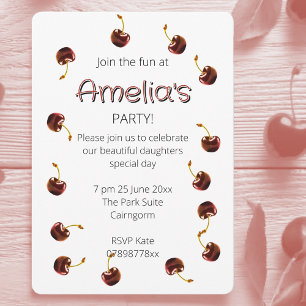 Invitation Sweet Cherry fête d'anniversaire personnalisée