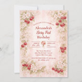 Invitation Sweet Cherry Floral First Birthday 1st Birthday (Devant)