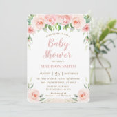 Invitation Sweet Chic Blush Rose Baby shower Floral Vert (Debout devant)