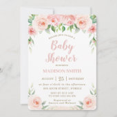 Invitation Sweet Chic Blush Rose Baby shower Floral Vert (Devant)