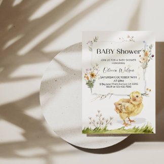 Invitation "Sweet Chick Baby shower | Adorable à thème agrico