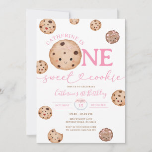 Invitation Sweet Cookie Girl Premier Anniversaire Rose En vic