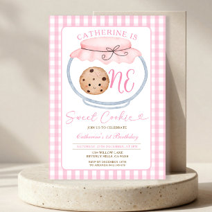 Invitation Sweet Cookie Girl Premier Anniversaire Rose En vic