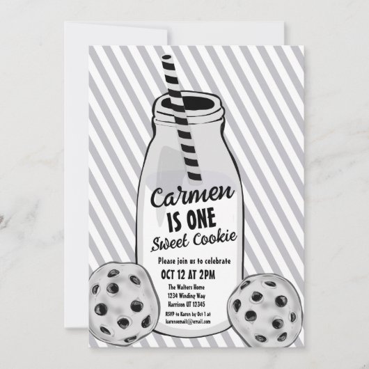 Invitation Sweet Cookie Mouse First Birthday (Devant)