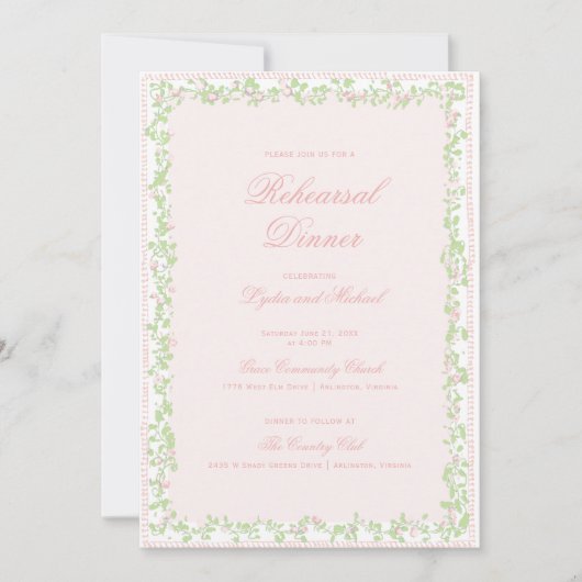 Invitation Sweet Crest w/ Blush Pink Bow | Rehearsal Dinner (Devant)