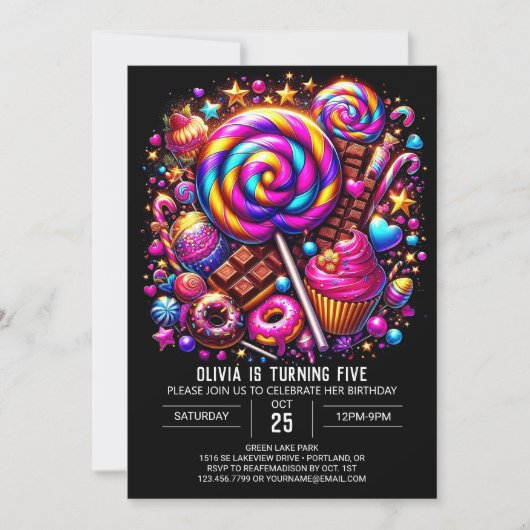 Invitation Sweet Custom Candyland Digital Anniversaire (Devant)