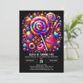 Invitation Sweet Custom Candyland Digital Anniversaire (Debout devant)