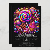 Invitation Sweet Custom Candyland Digital Anniversaire (Devant / Derrière)