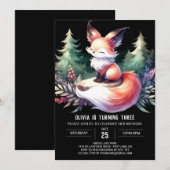 Invitation Sweet Custom Fox Anniversaire numérique (Devant / Derrière)