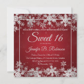 Invitation Sweet d'hiver 16 Anniversaires Red Silver Flammes  (Devant)