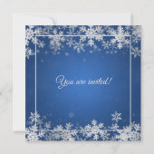 Invitation Sweet d'hiver 16 Snowflakes bleu d'argent d'annive (Dos)