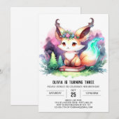 Invitation Sweet Digital Fox Anniversaire (Devant / Derrière)