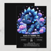 Invitation Sweet Dinosaur Dinosaur Digital Anniversaire (Devant / Derrière)