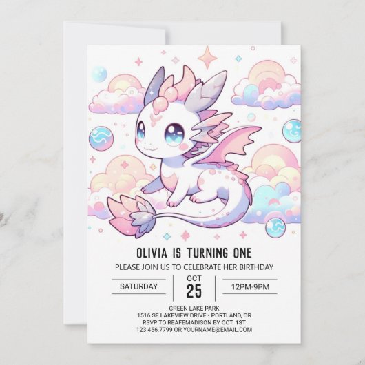 Invitation Sweet Dragon 1er anniversaire (Devant)