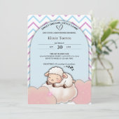 Invitation Sweet Dreams Little Lamb Cute Kawaii Baby shower (Debout devant)