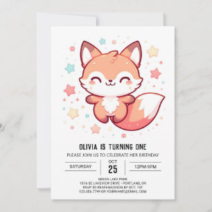 Invitation Sweet Dreamy Fox 1er anniversaire