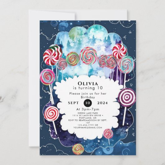 Invitation Sweet Editable Candyland Anniversaire (Devant)