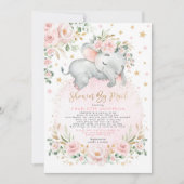 Invitation Sweet Elephant Blush Gold Baby shower par courrier (Devant)