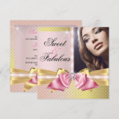 Invitation Sweet et Fabulous Rose Gold Shimmer Anniversaire (Devant / Derrière)