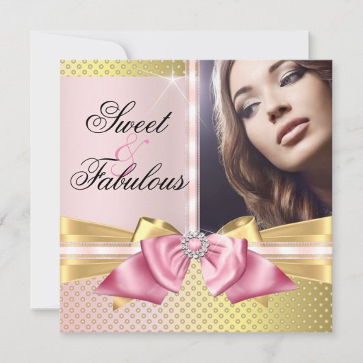 Invitation Sweet et Fabulous Rose Gold Shimmer Anniversaire (Devant)