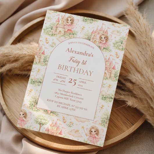 Invitation Sweet Fairy First Birthday Girl