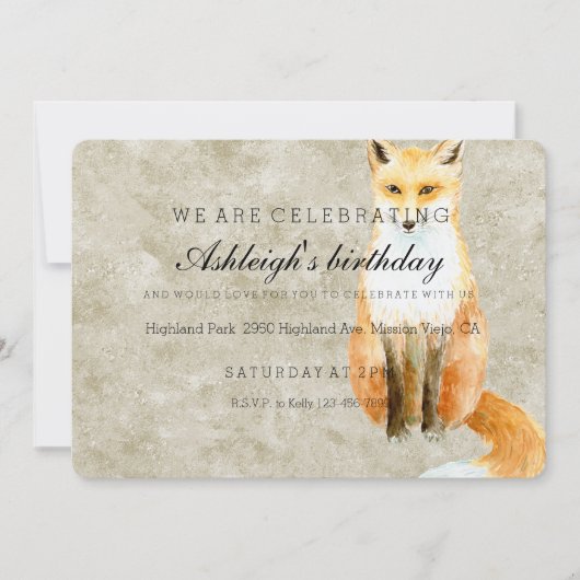 Invitation Sweet Fox anniversaire (Devant)