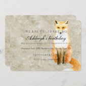 Invitation Sweet Fox anniversaire (Devant / Derrière)