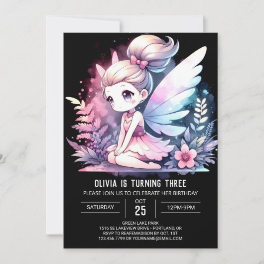 Invitation Sweet Fun Fairy Anniversaire (Devant)