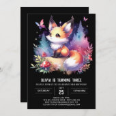 Invitation Sweet Fun Fox Anniversaire numérique (Devant / Derrière)