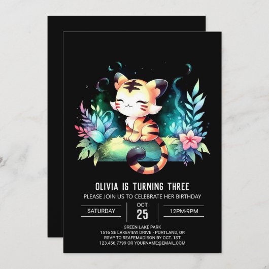 Invitation Sweet Fun Tiger Anniversaire (Devant / Derrière)