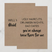 Invitation Sweet Funny Bridesmaid / Maid of Honor Proposition (Devant / Derrière)