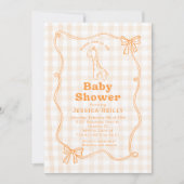 Invitation Sweet Giraffe Plaid Bow Elegant Baby Shower  (Devant)
