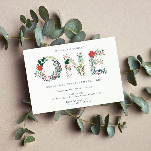 Invitation Sweet Girl Floral Fête d'anniversaire