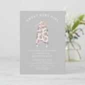 Invitation Sweet Girl Rose Baby shower Romper (Debout devant)